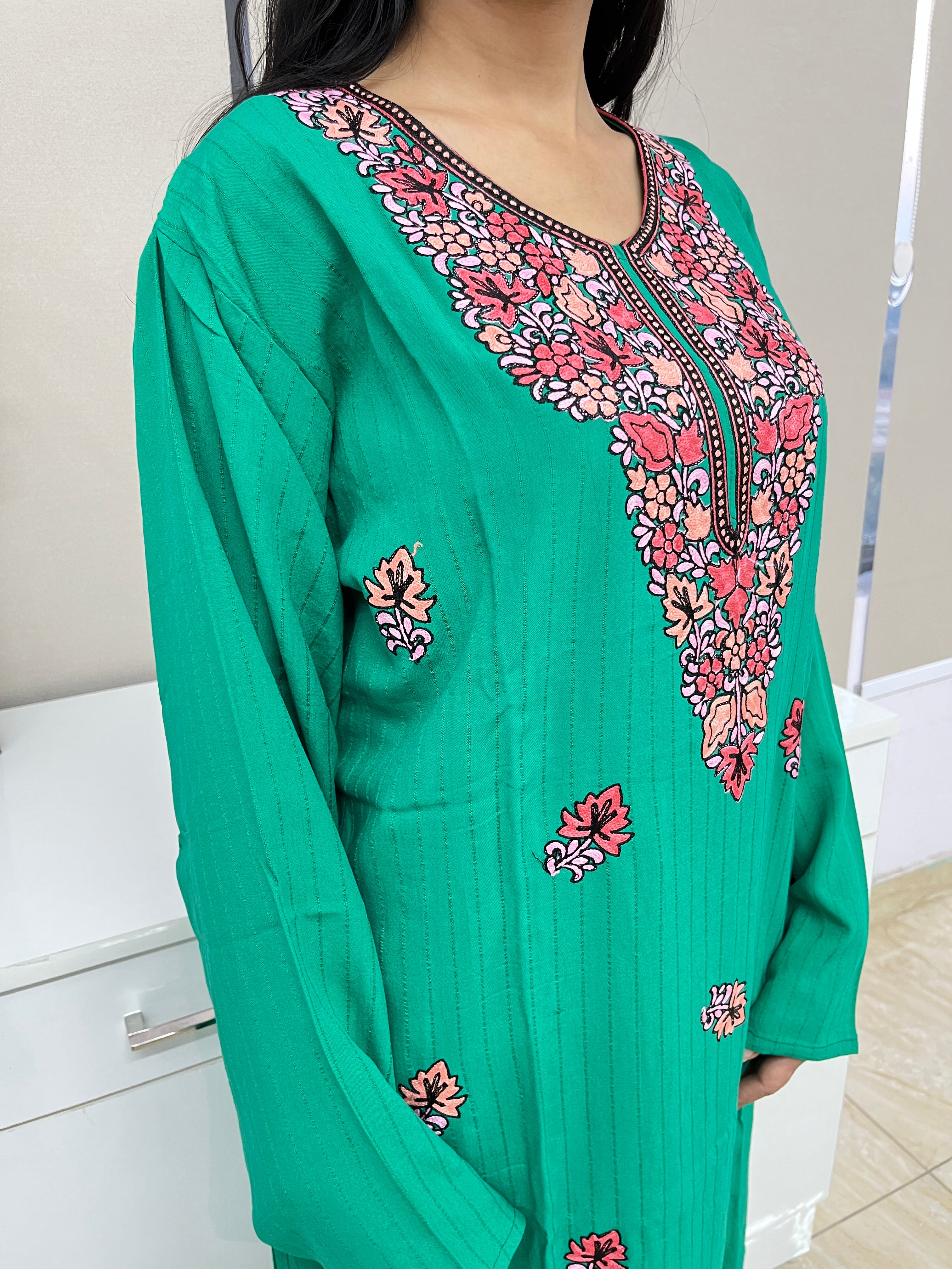 Bottle Green Cotton Straight Kurti