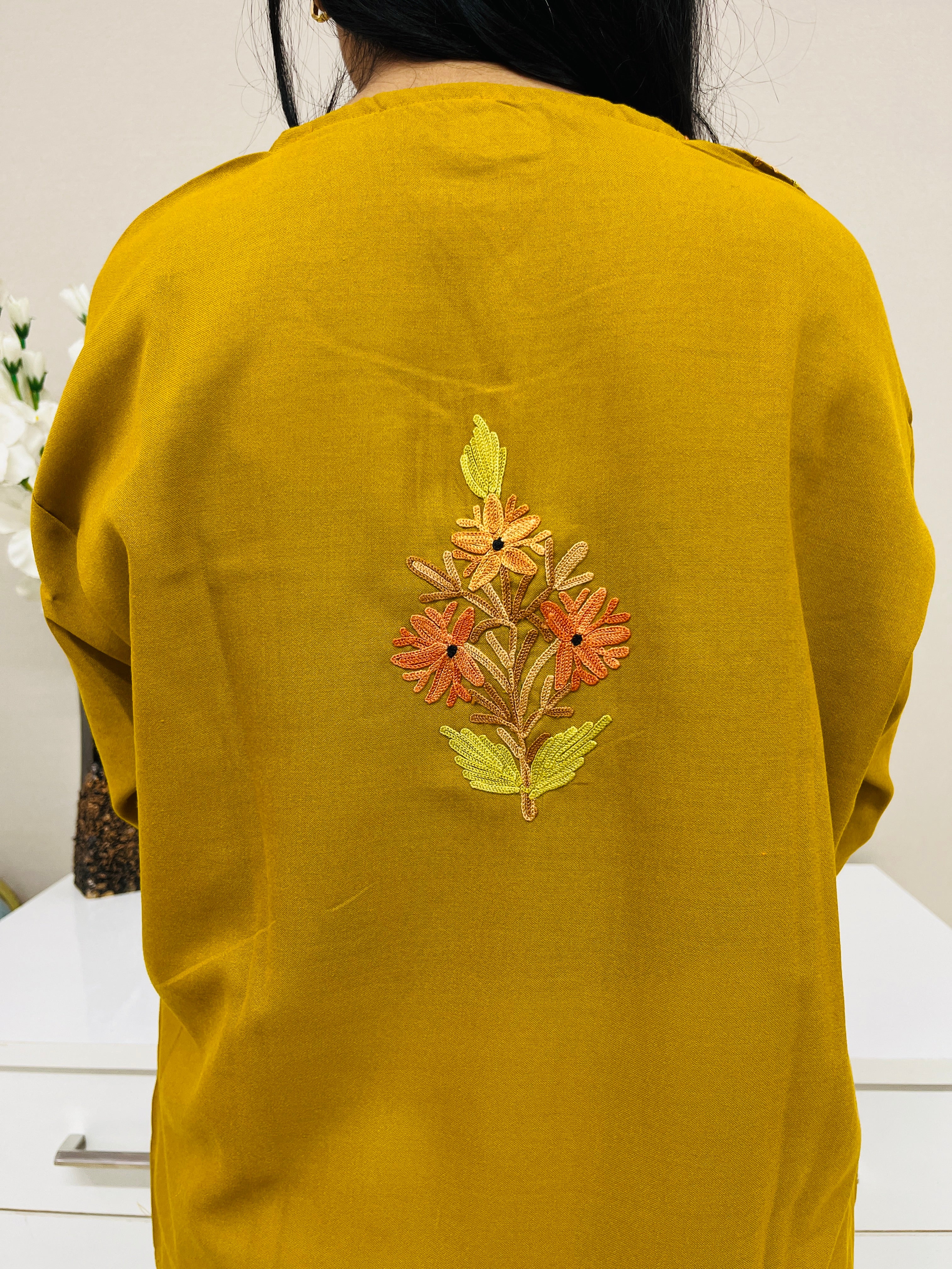 Olive Green Cotton Straight Kurti For Women