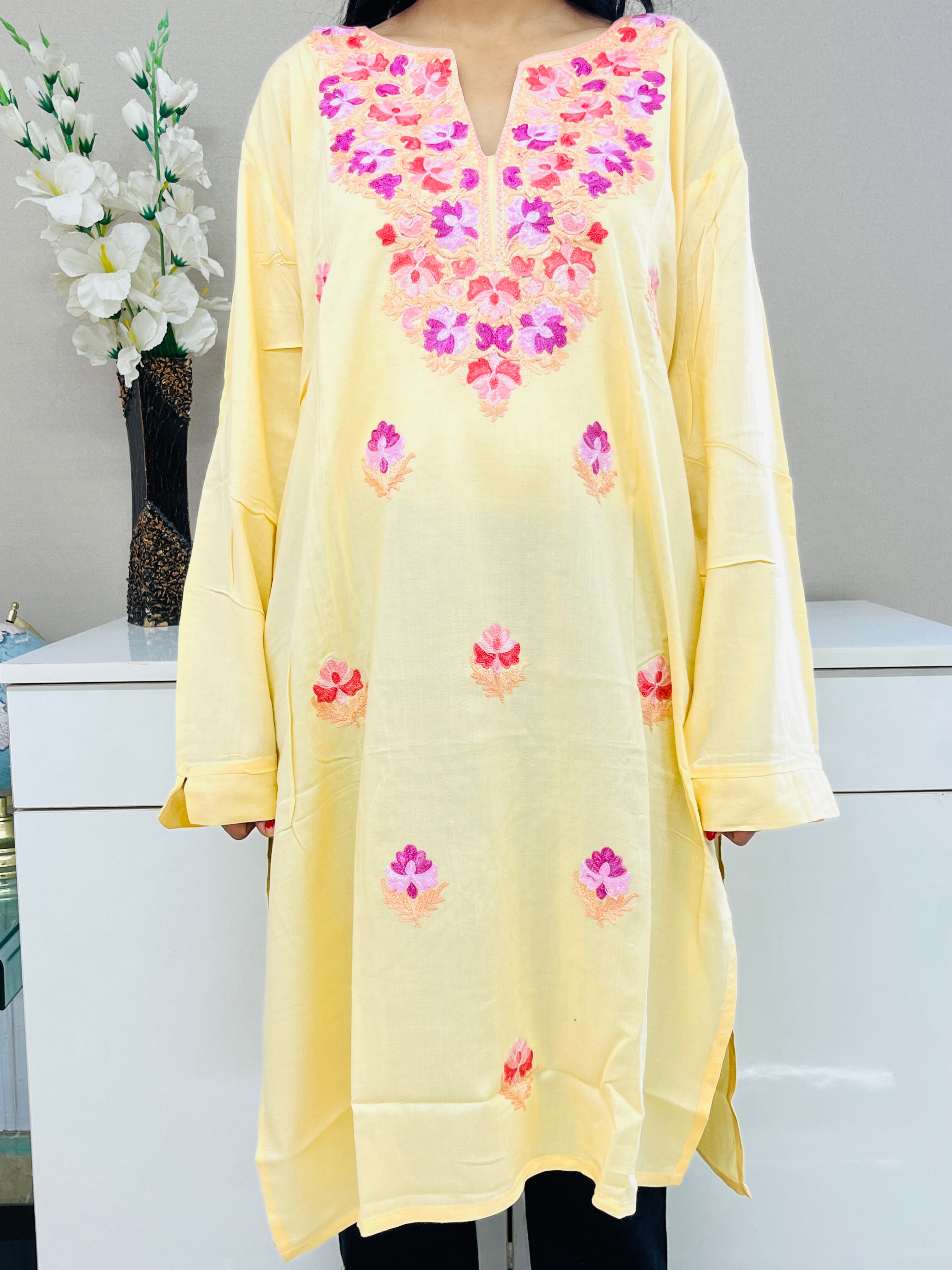 Peach Rayon Straight Kurti For Women