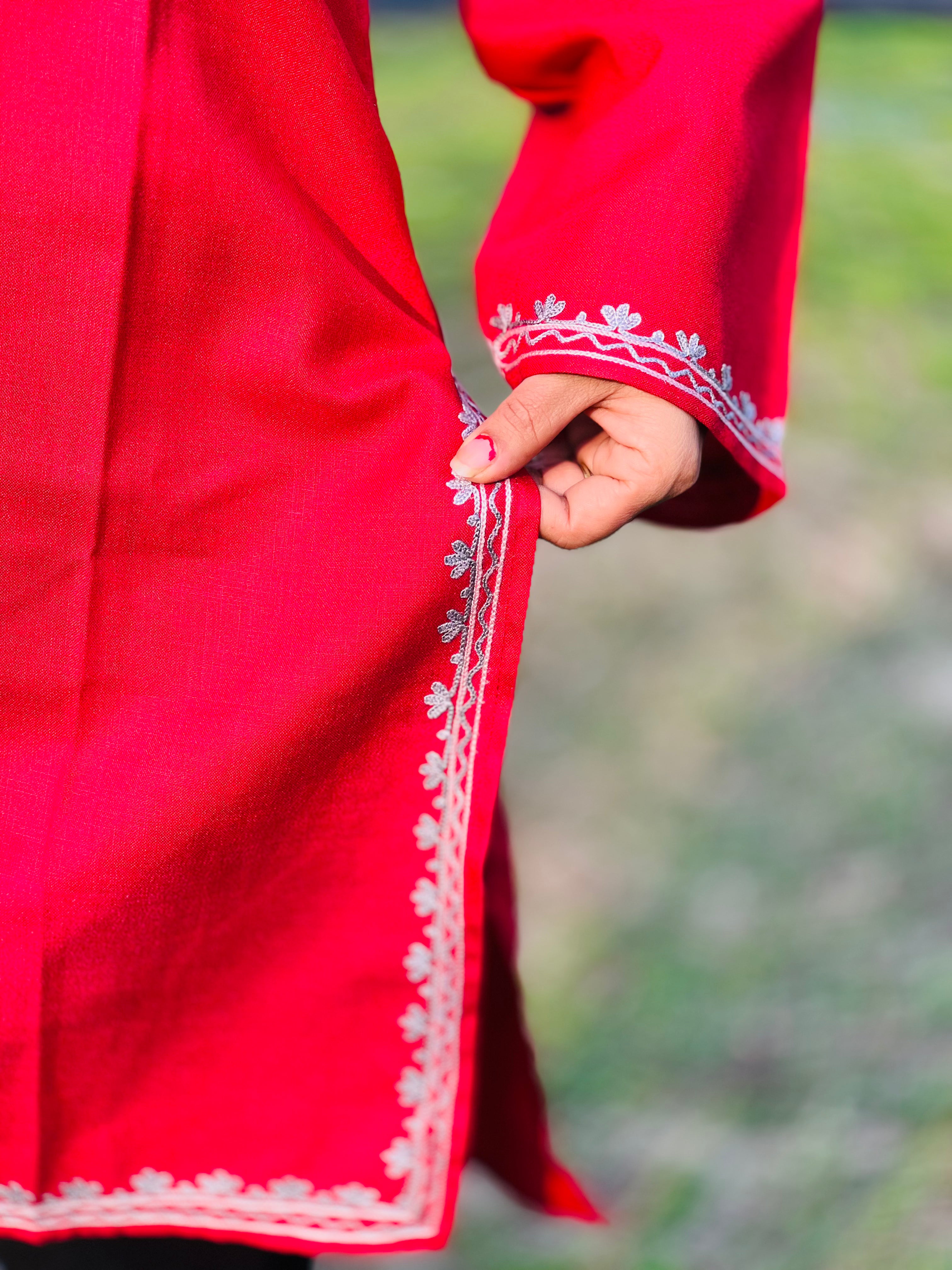 Red Cotton Straight Kurti