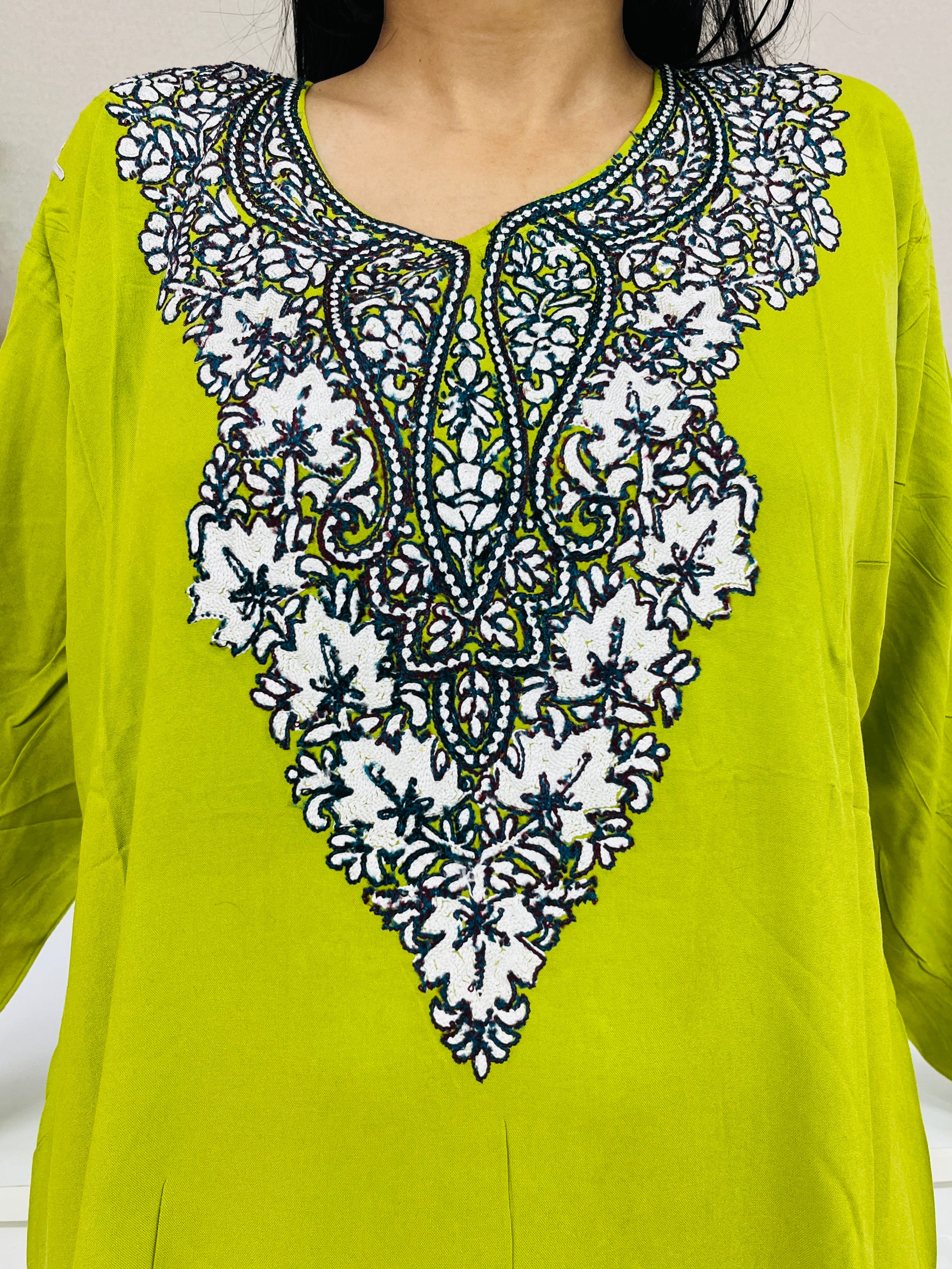 Sheen Green  Embroidered Rayon Straight Kurti For Women