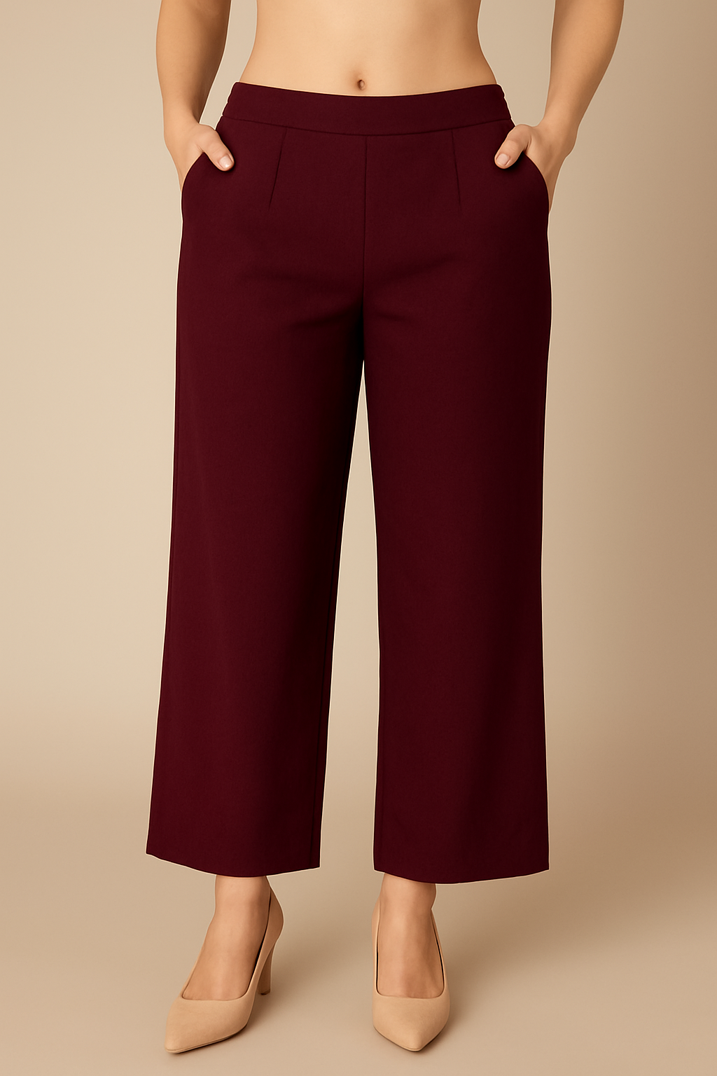 Wine Women Wide Leg Cotton Pant