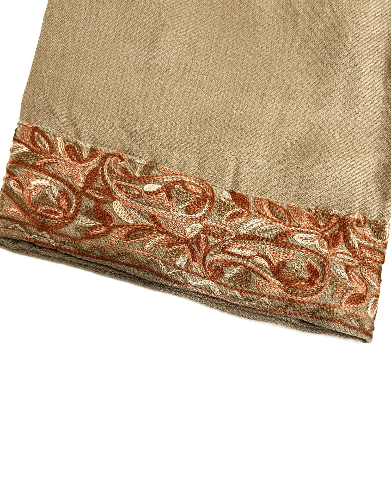 Beige Floral Aari Embroidered Kashmiri Pheran