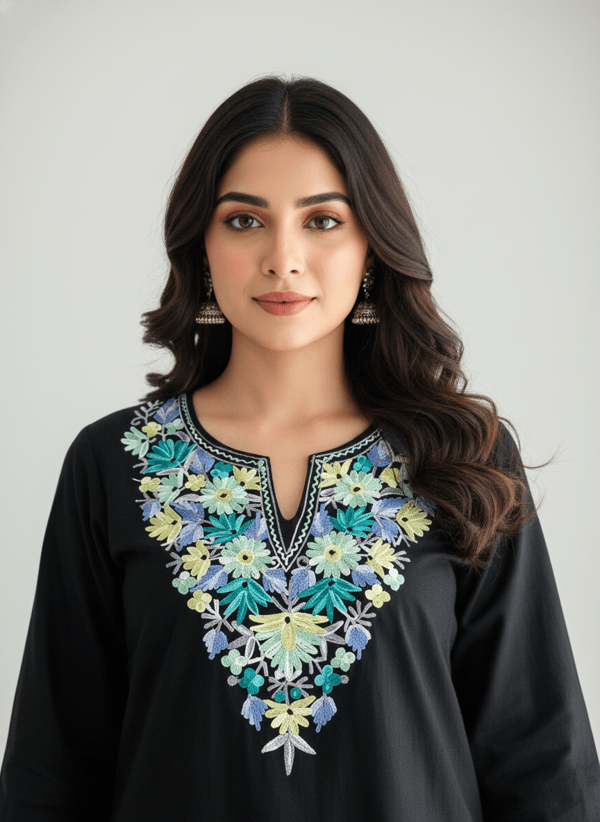 Black Aari Embroidered Kashmiri Co-ord set