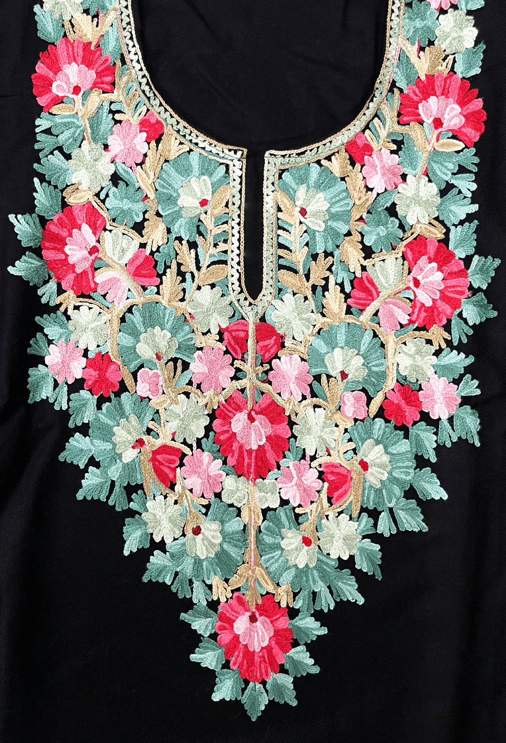 Black Floral Aari Embroidered Kashmiri Pheran
