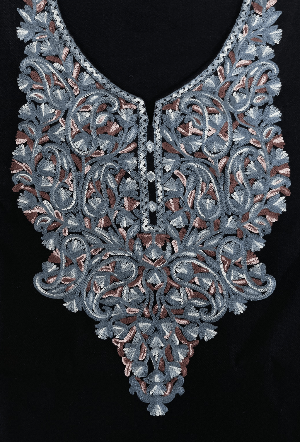 Black Floral Aari Embroidered Kashmiri Pheran