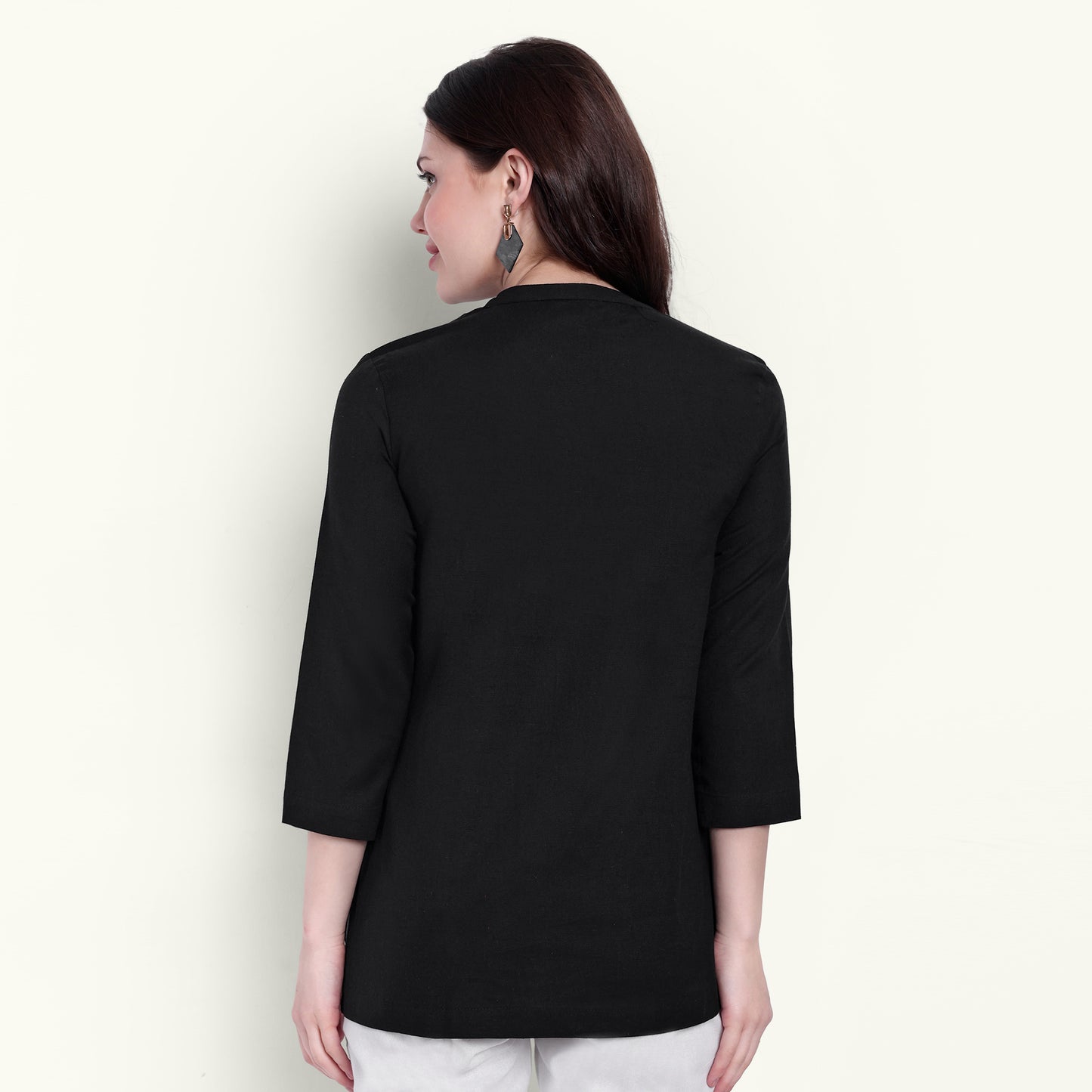 Black Airy Linen Short Kurti Stylish Kurti