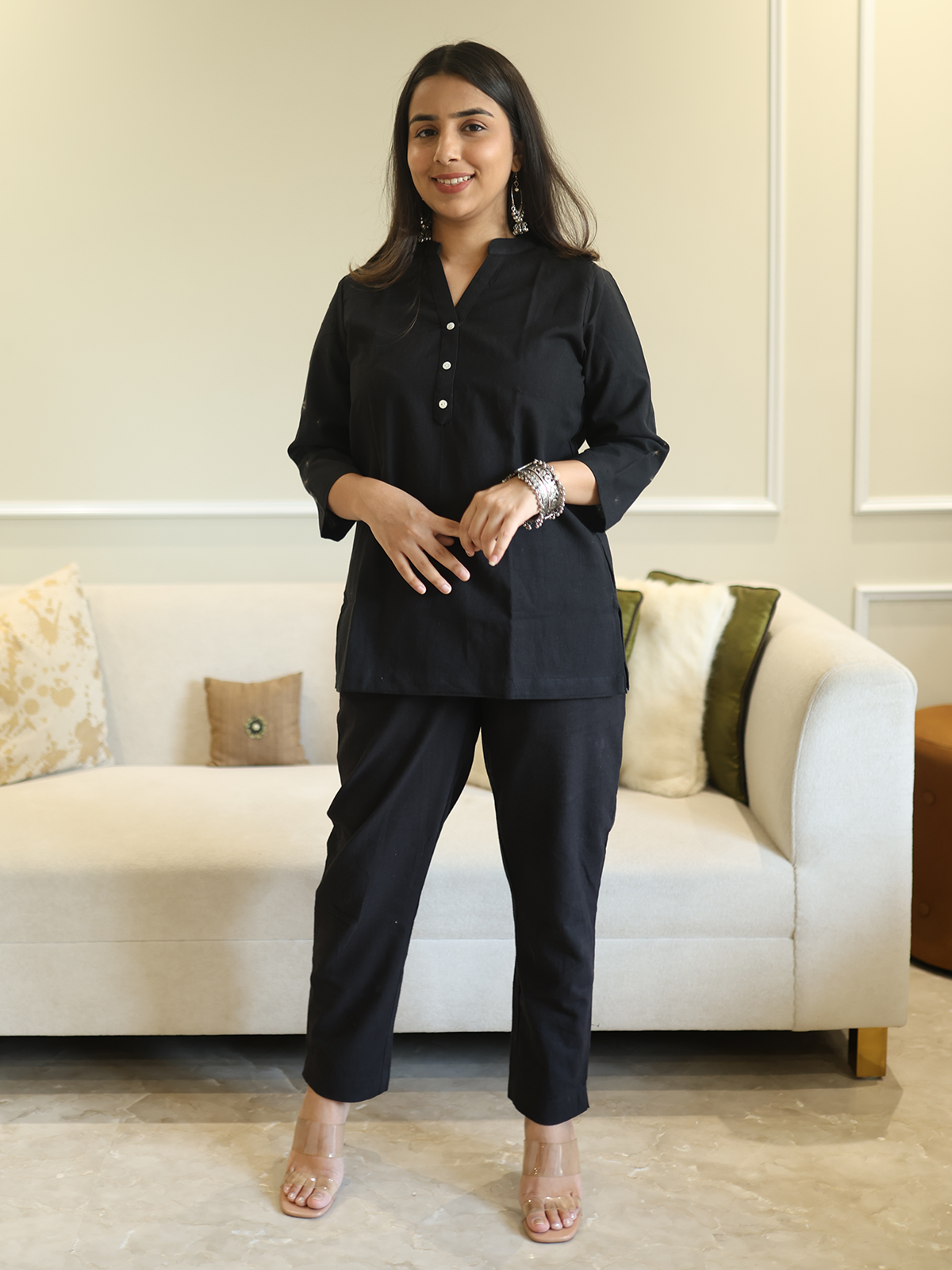 Black Kurti and Black Pant Set