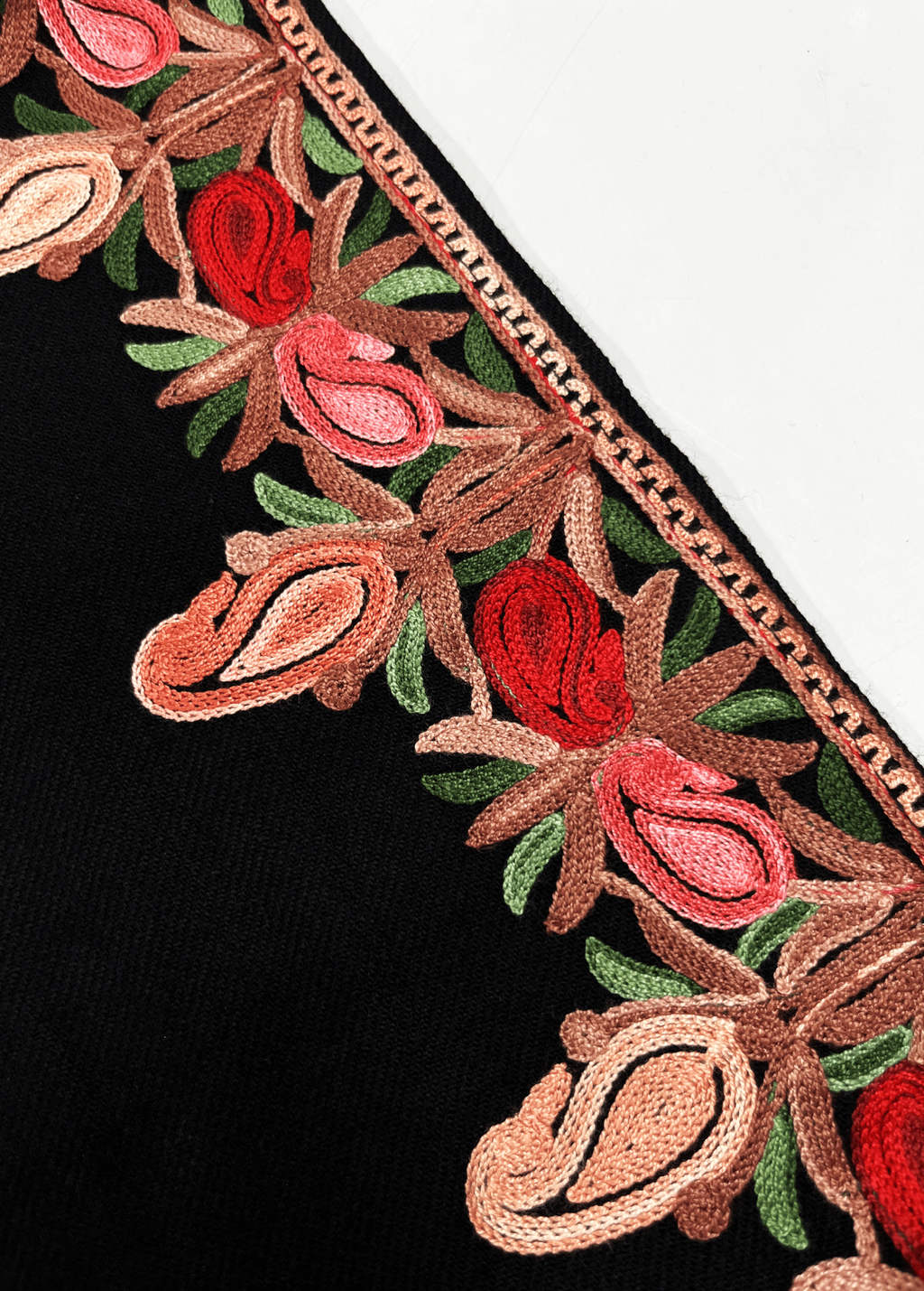 Black & Red Floral Aari-Tilla Embroidered Kashmiri Co-ord set
