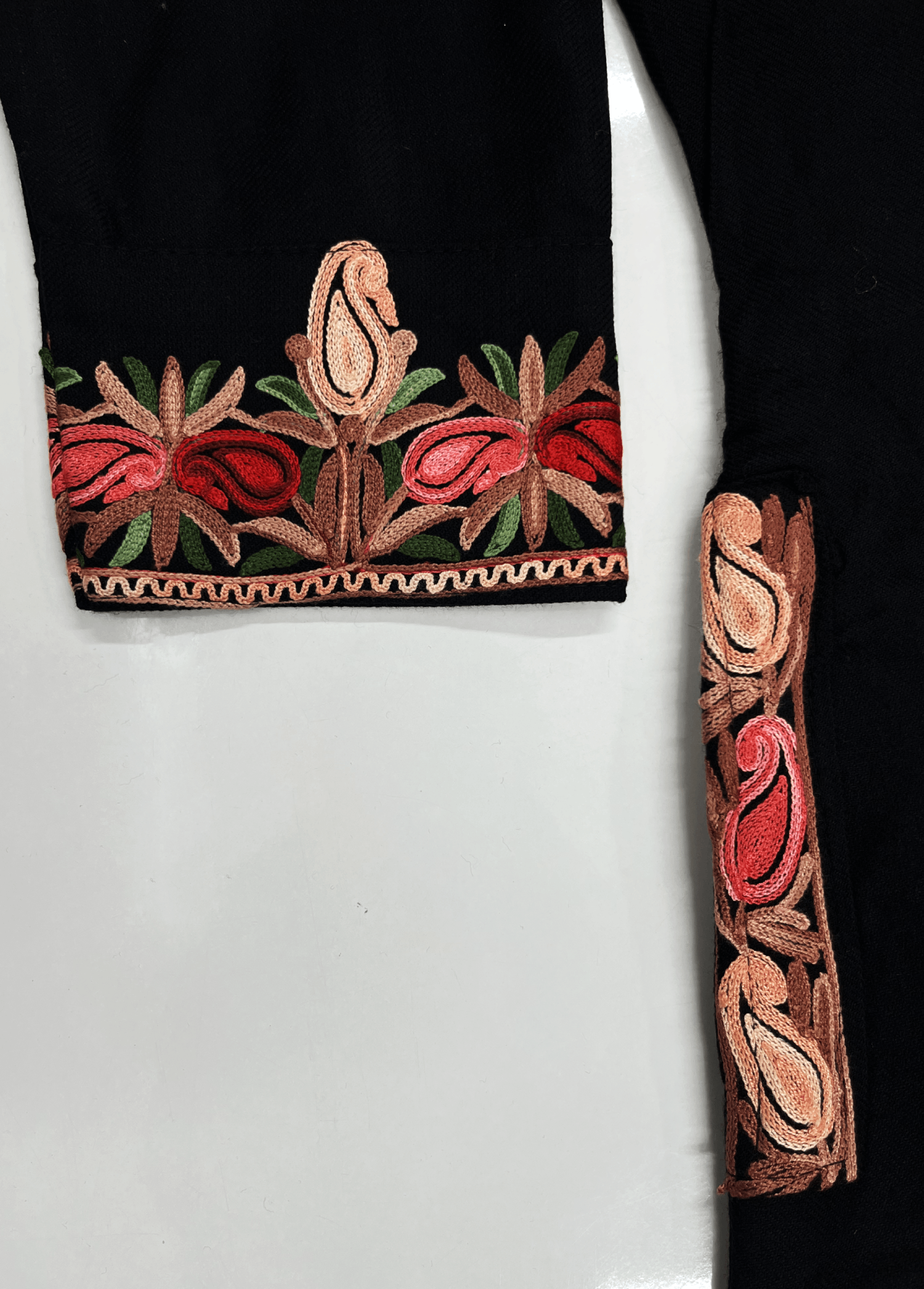 Black & Red Floral Aari-Tilla Embroidered Kashmiri Co-ord set