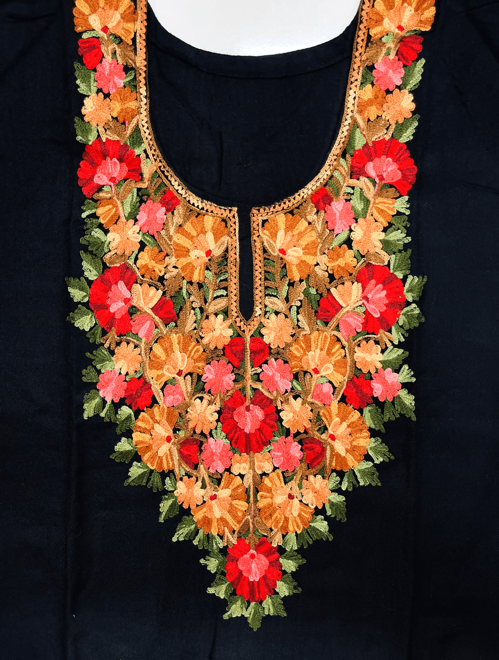 Black & Red Floral Aari Embroidered Kashmiri Co-ord set