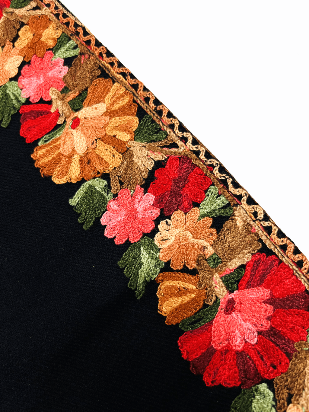 Black & Red Floral Aari Embroidered Kashmiri Co-ord set