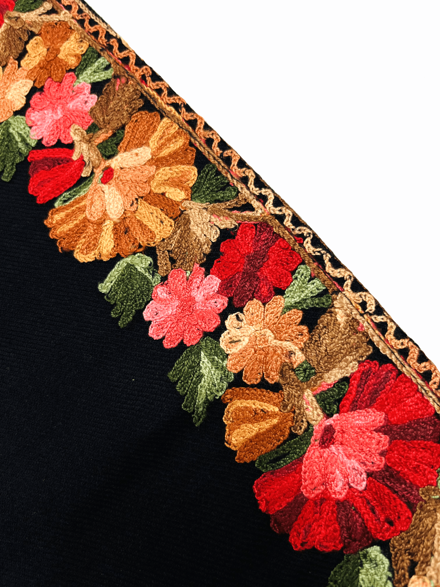 Black & Red Floral Aari Embroidered Kashmiri Co-ord set