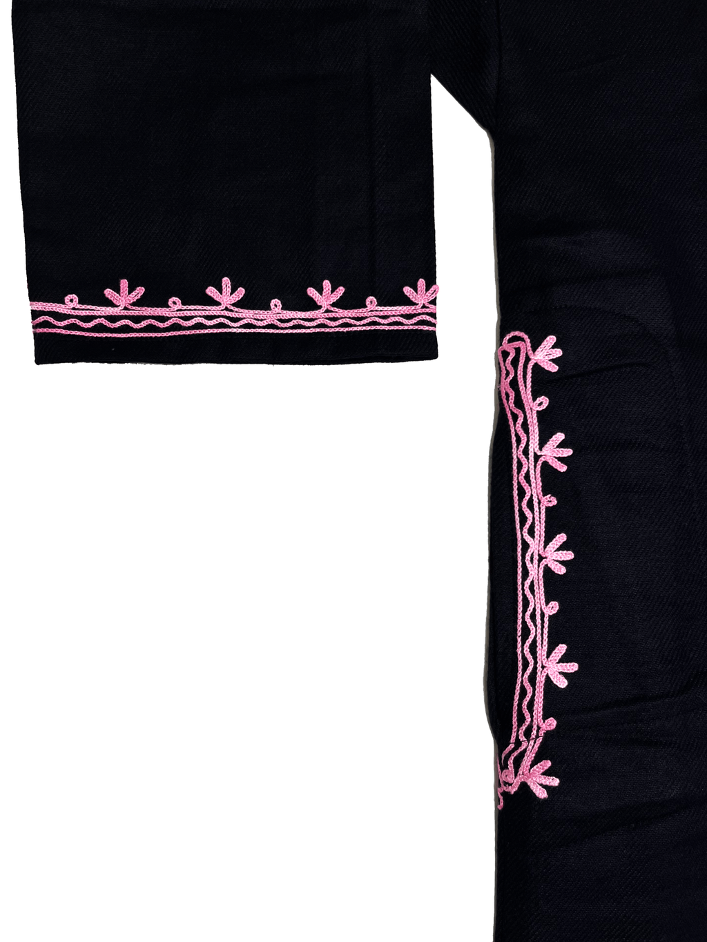 Black and Multicolor Floral Aari Embroidered Kashmiri Pheran