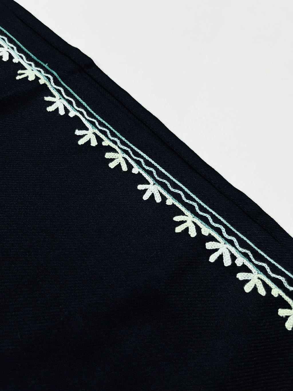 Black and Sky Blue Floral Aari Embroidered Kashmiri Coord Set