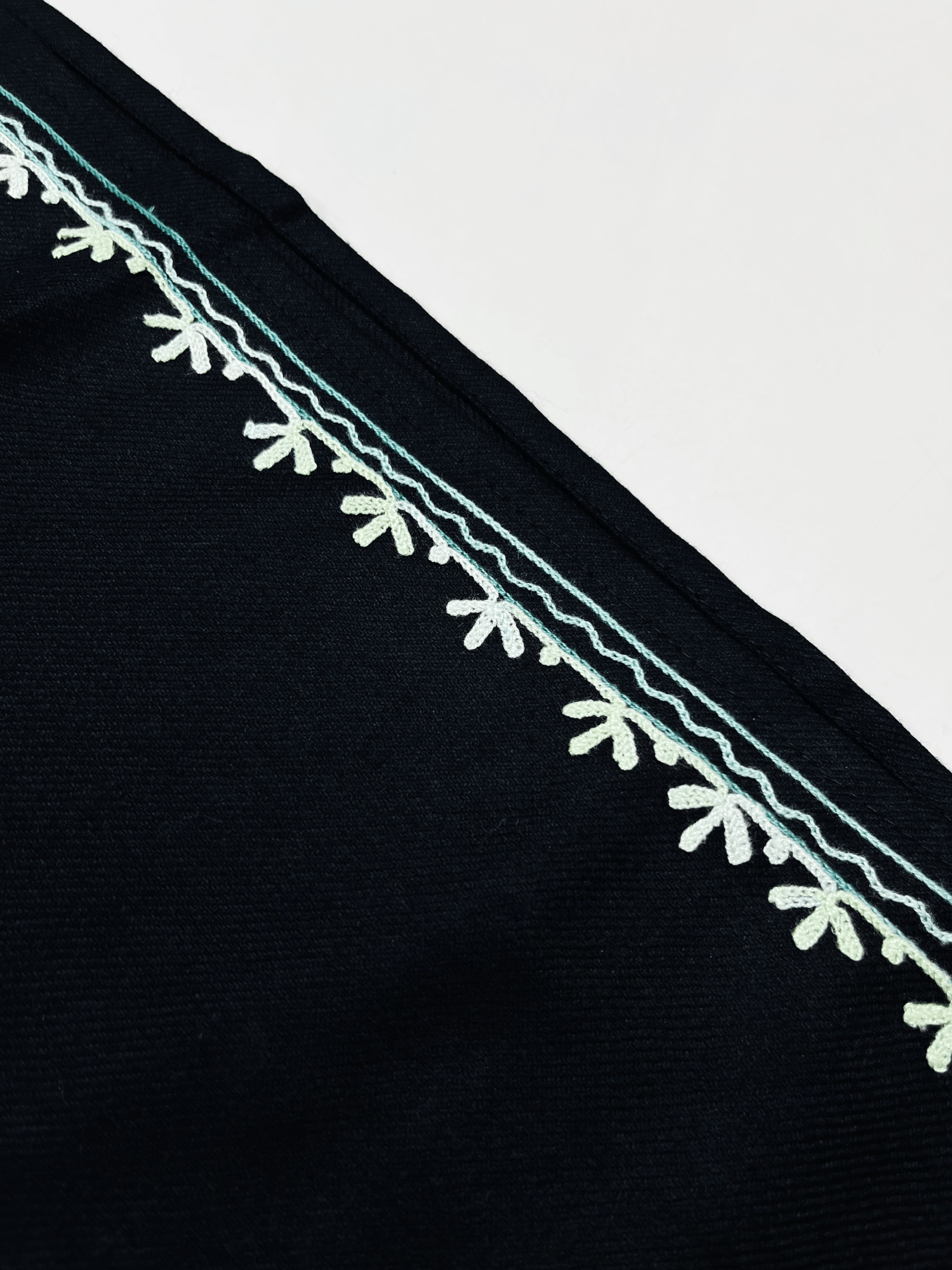 Black and Sky Blue Floral Aari Embroidered Kashmiri Coord Set