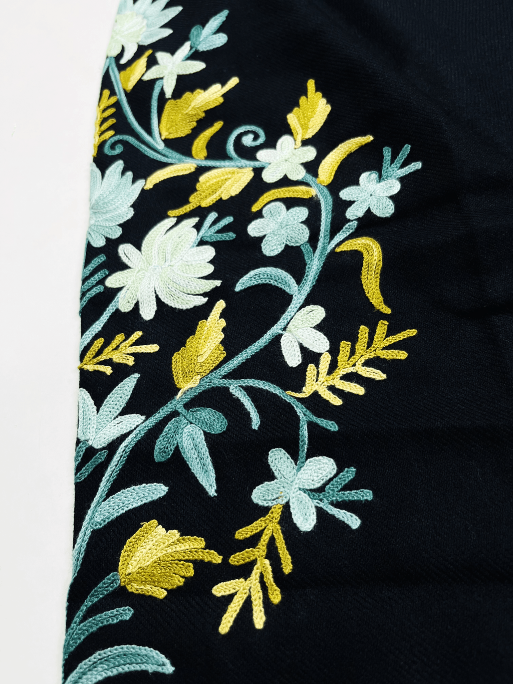 Black and Sky Blue Floral Aari Embroidered Kashmiri Coord Set