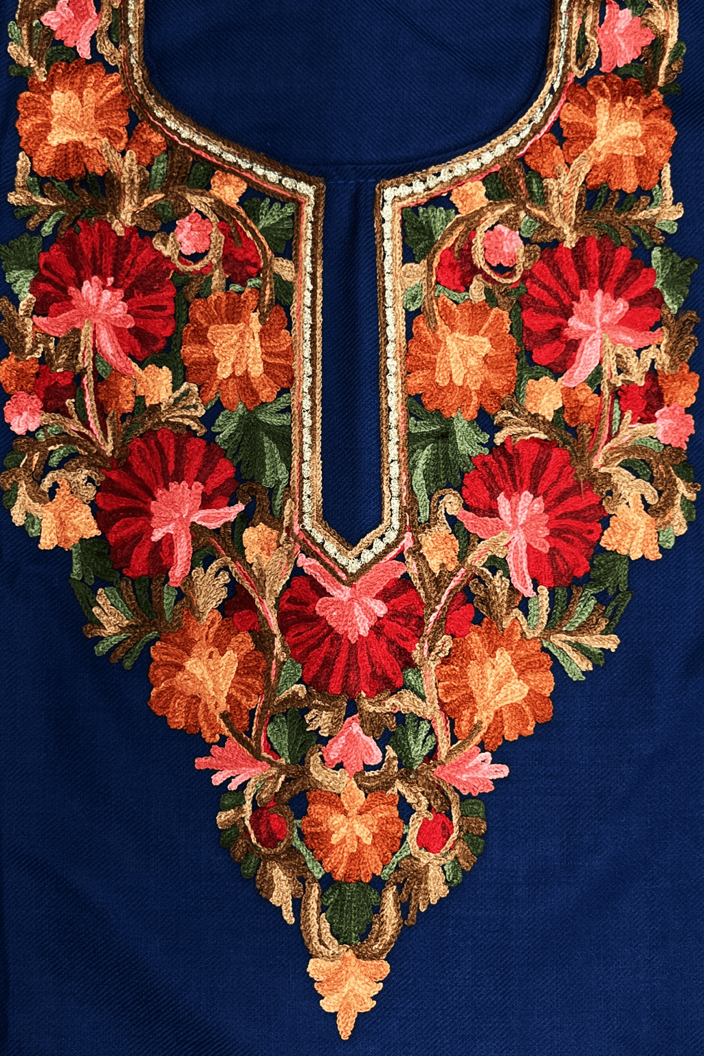 Blue Floral Aari-Tilla Embroidered Kashmiri Pheran