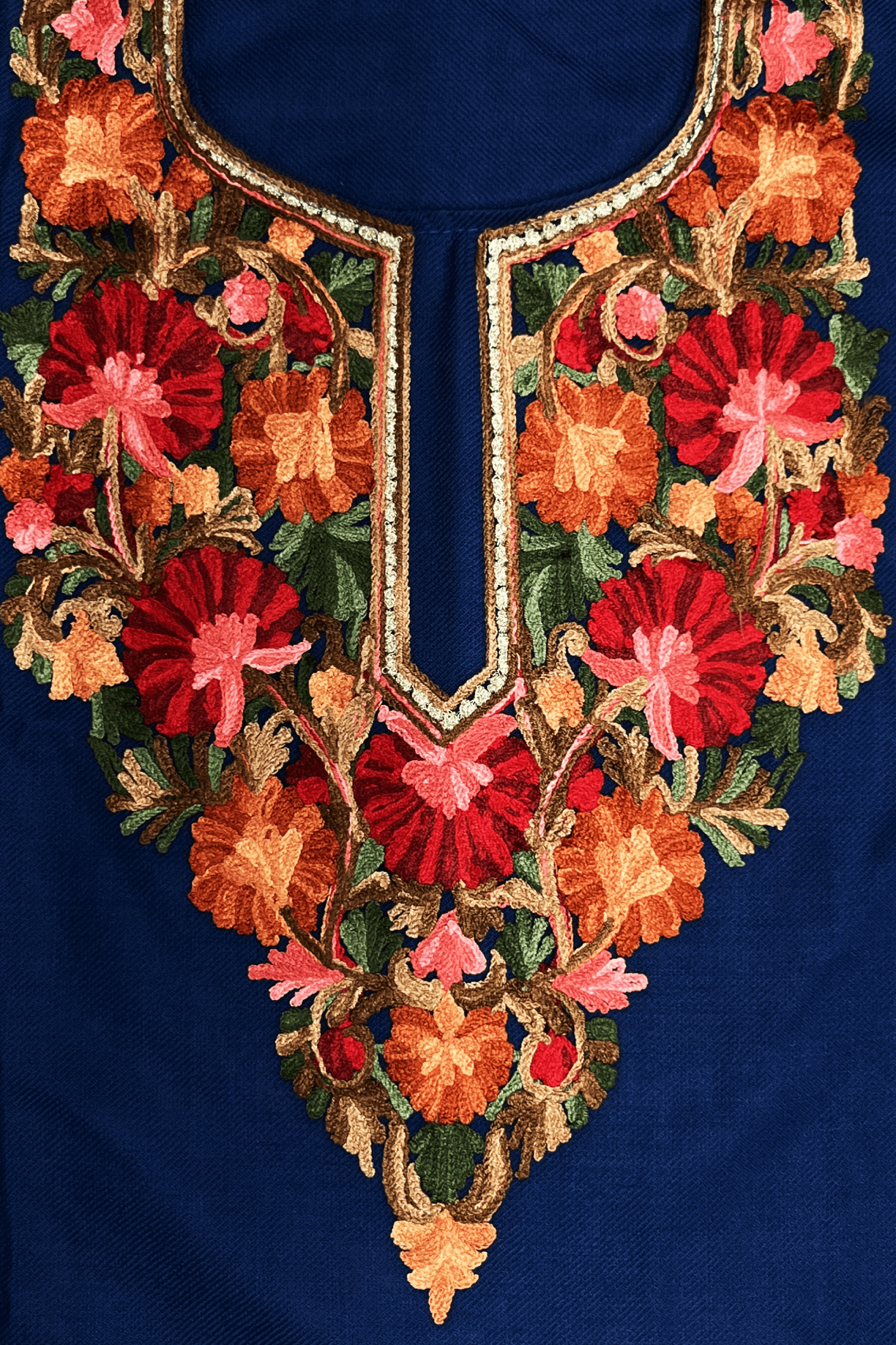 Blue Floral Aari-Tilla Embroidered Kashmiri Pheran