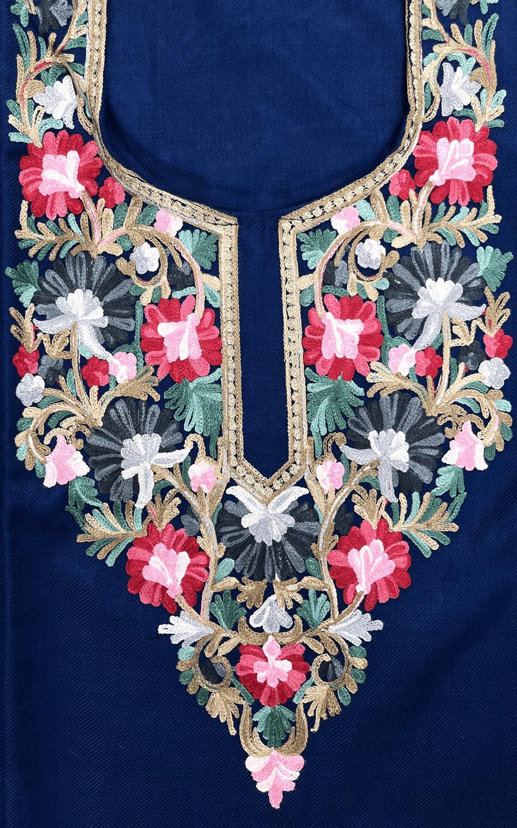 Blue Floral Aari–Tilla Embroidered Kashmiri Pheran