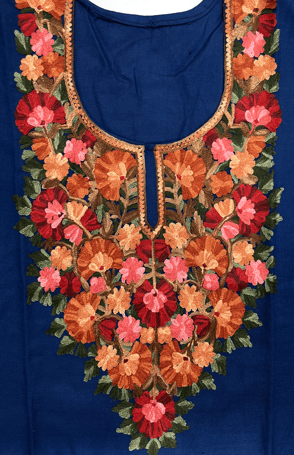 Blue & Red Floral Aari Embroidered Kashmiri Co-ord set