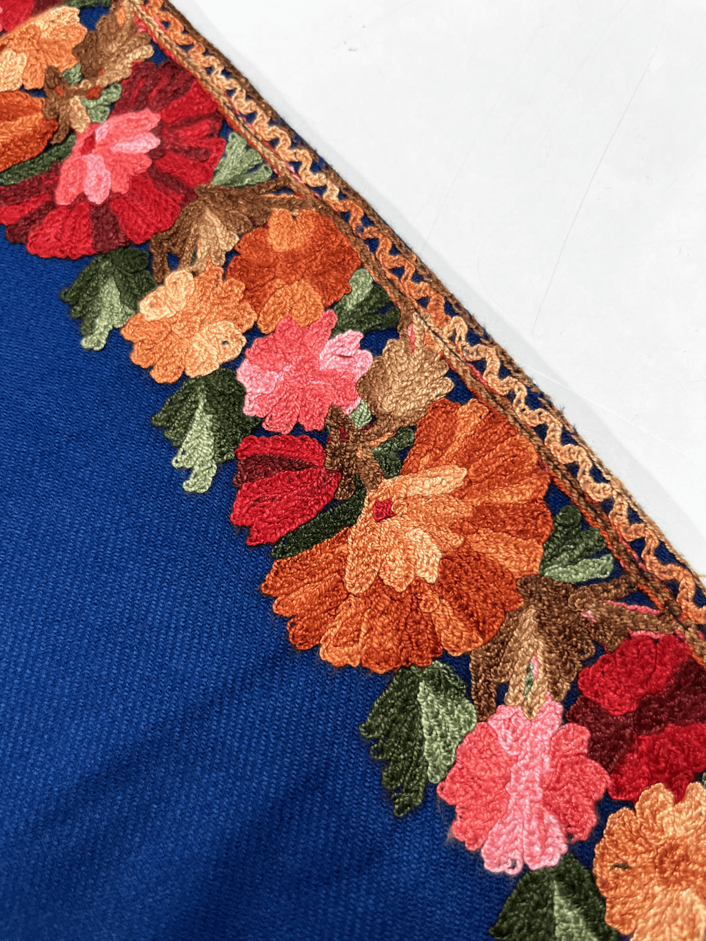 Blue & Red Floral Aari Embroidered Kashmiri Co-ord set