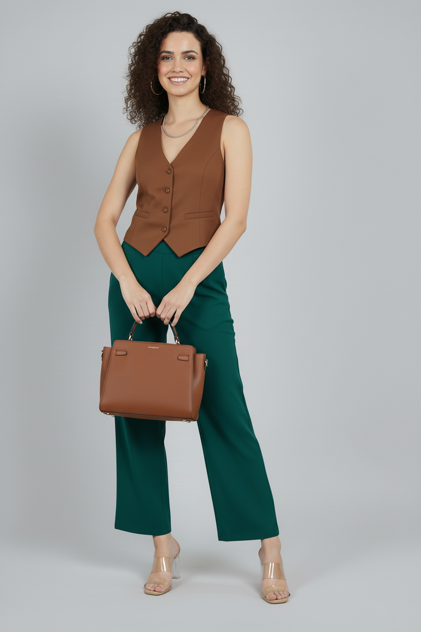 Bottle Green Women Wide Leg Cotton Pant