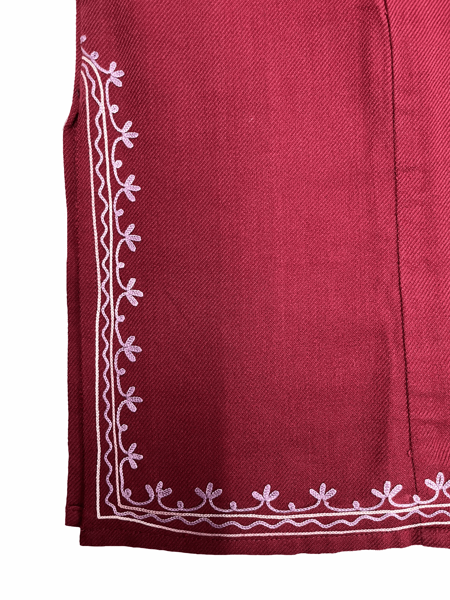 Burnt Red Floral Aari Neck Embroidered Kashmiri Pheran