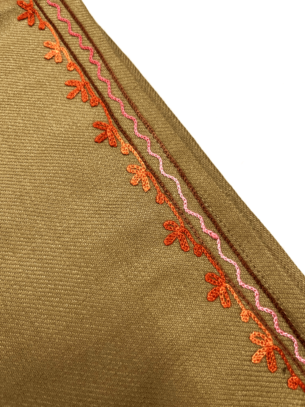 Camel Brown Floral Aari Embroidered Kashmiri Coord Set