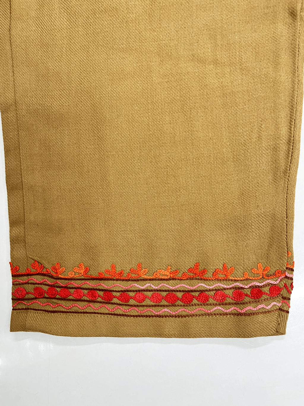 Camel Brown Floral Aari Embroidered Kashmiri Coord Set