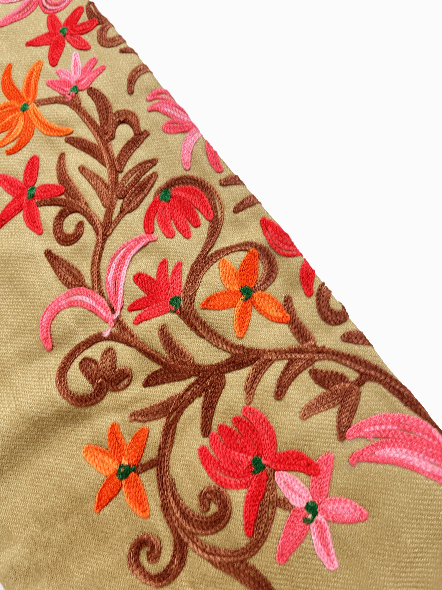 Camel Brown Floral Aari Embroidered Kashmiri Coord Set