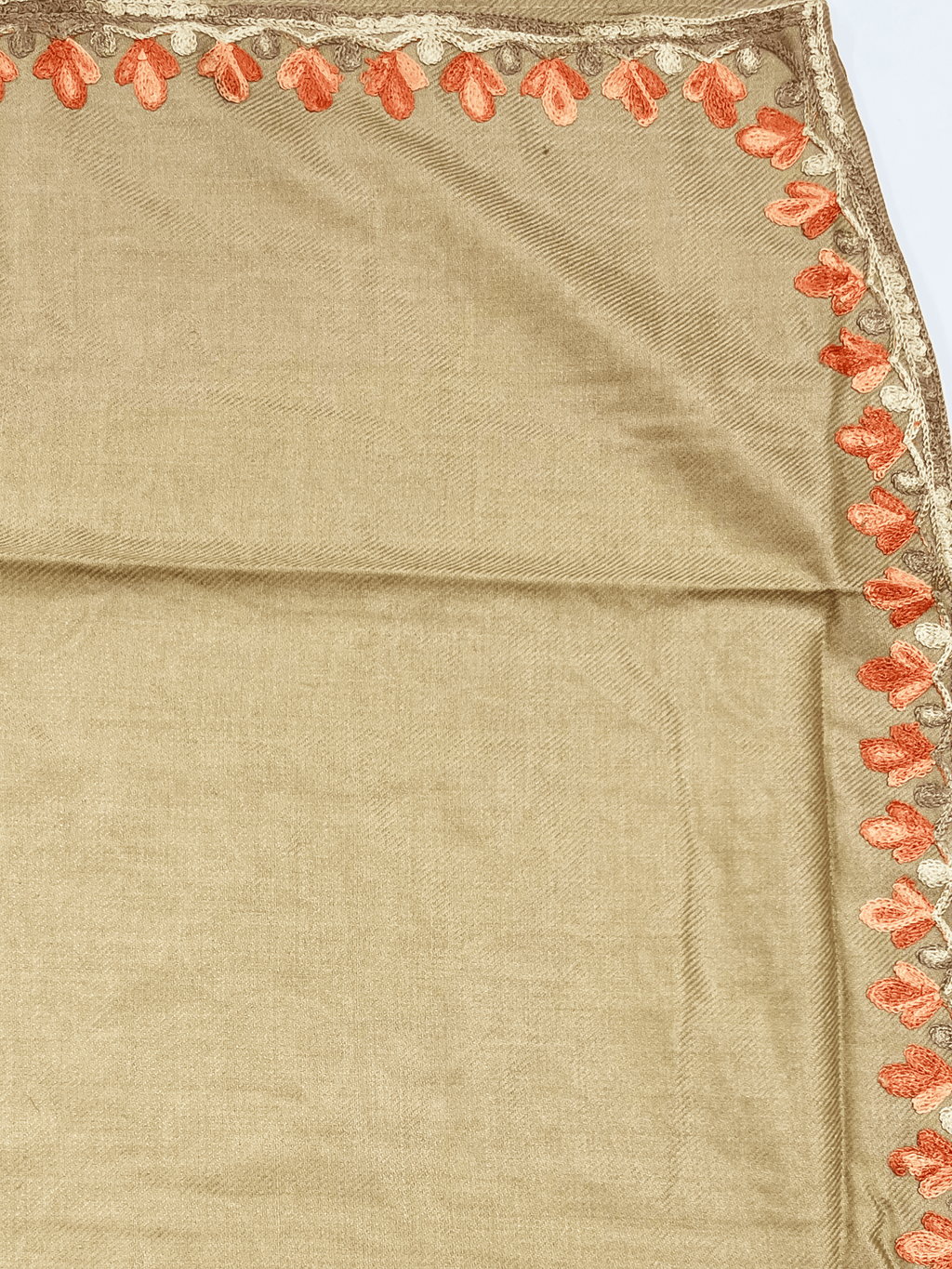 Camel Brown Floral Embroidered Kashmiri Pheran