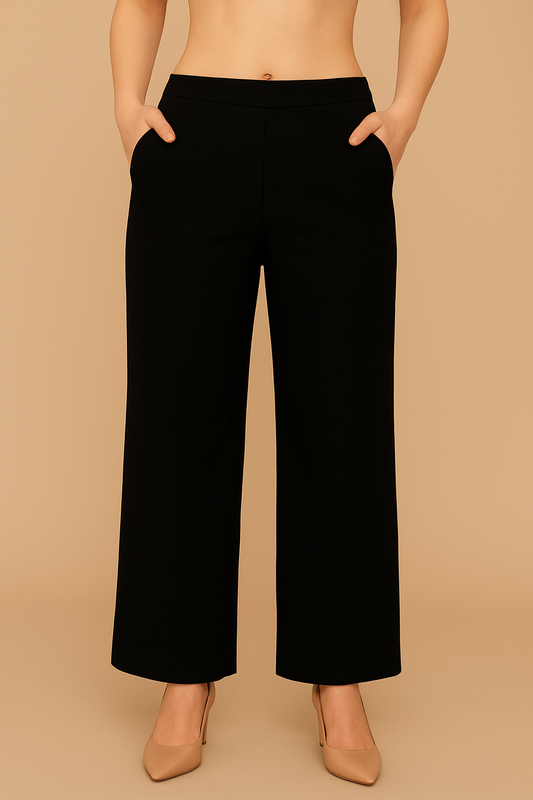 Black Women Wide Leg Cotton Pant
