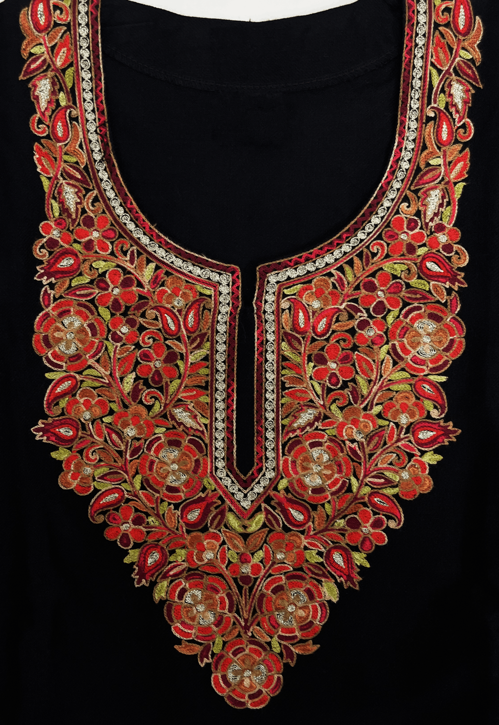Classic Black Aari & Tilla Embroidered Kashmiri Pheran