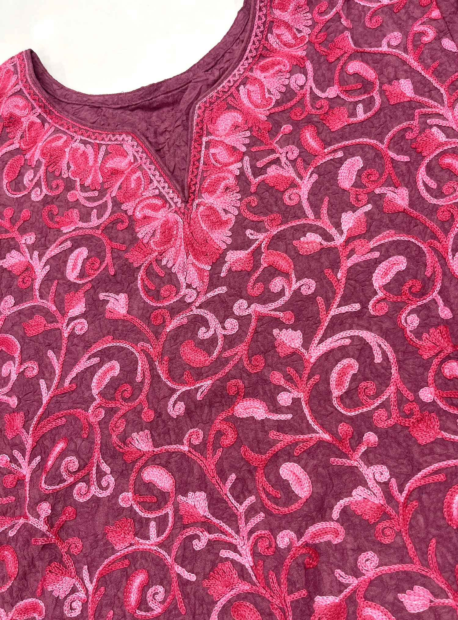 Dusty Berry Aari Embroidered Cotton Coord Set