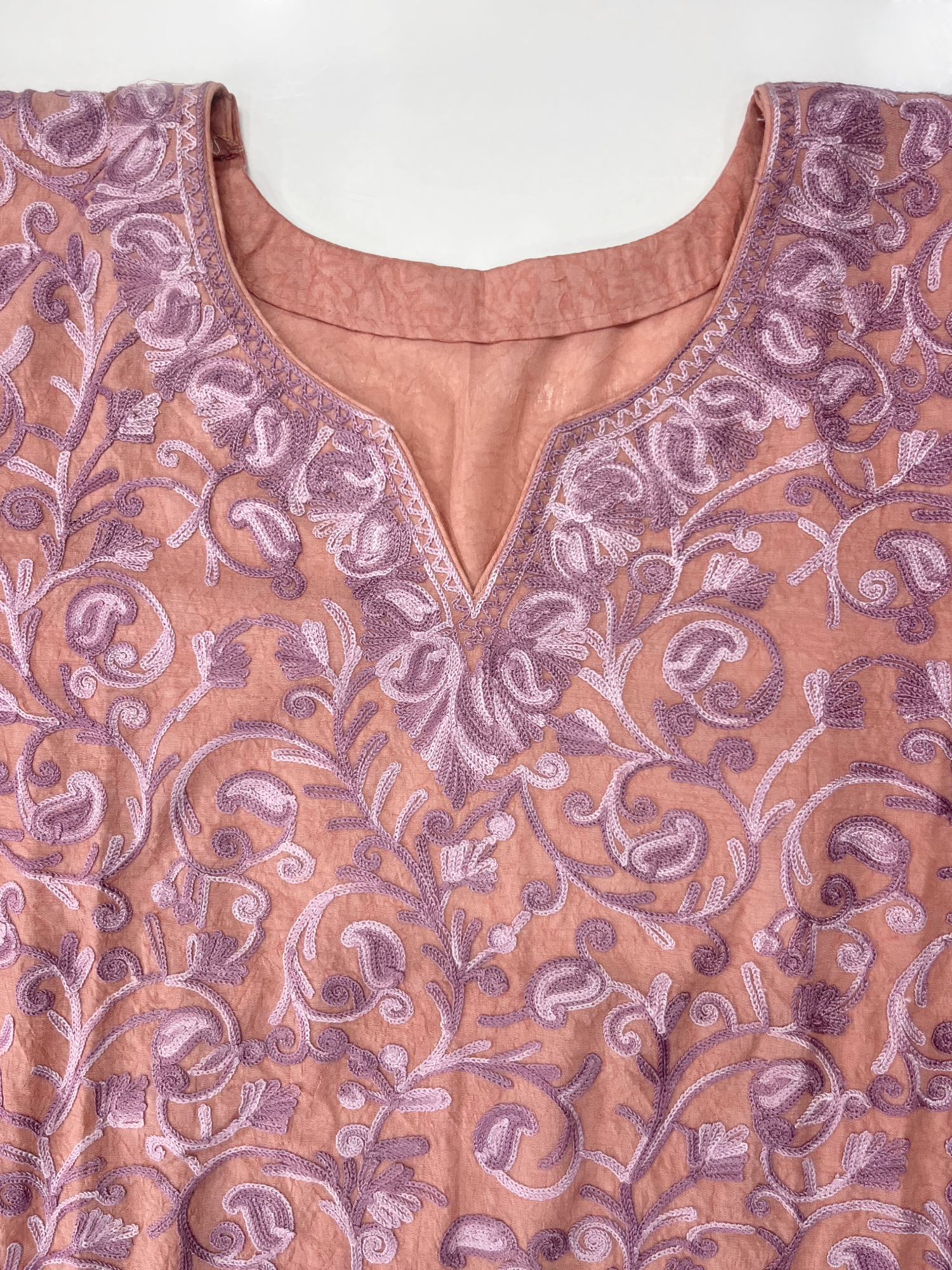 Dusty Peach Aari Embroidered Cotton Coord Set