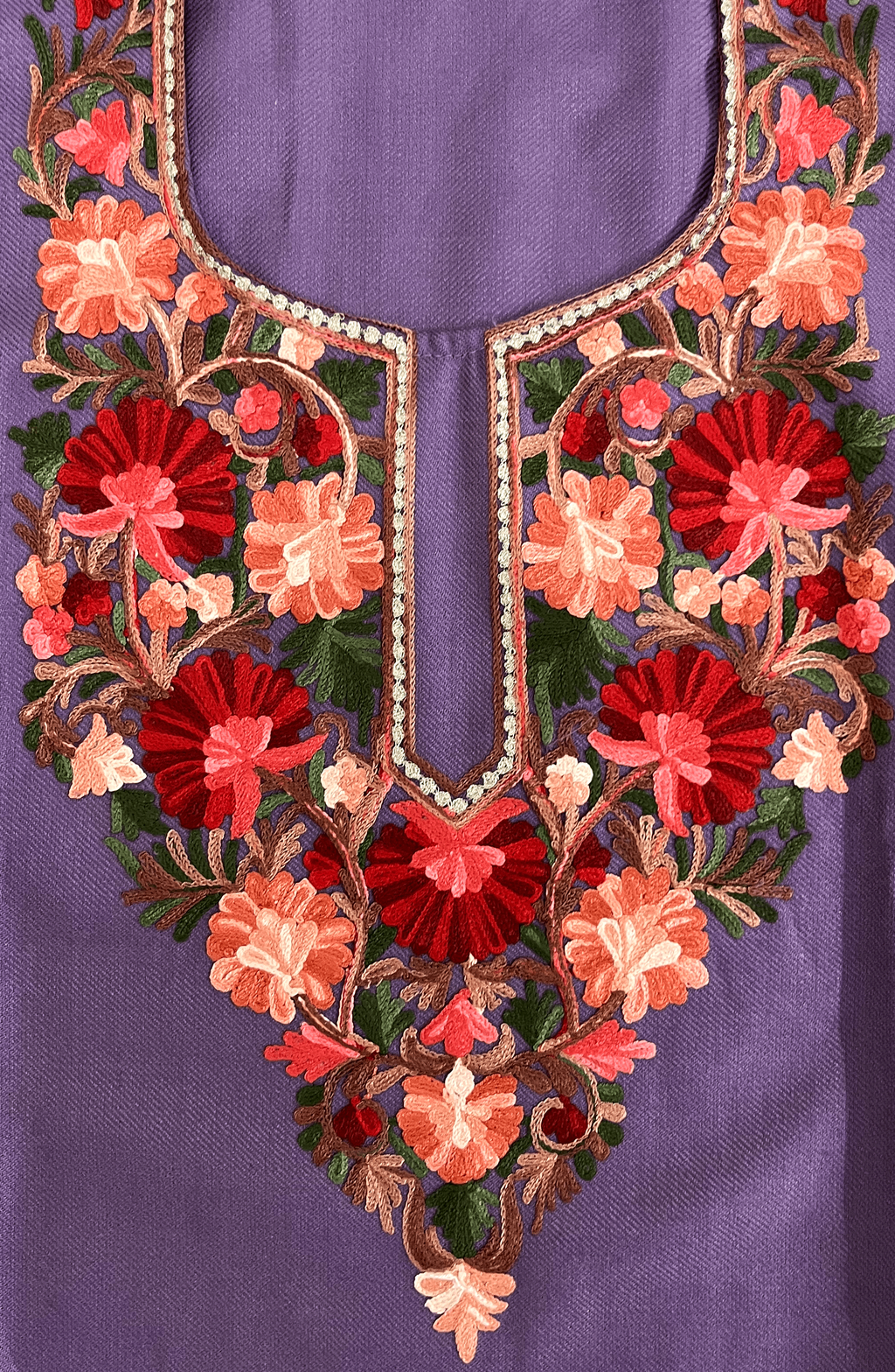 Dusty Purple Floral Aari Embroidered Kashmiri Pheran