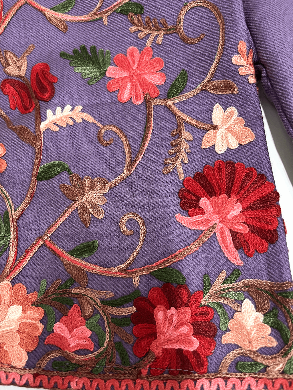 Dusty Purple Floral Aari Embroidered Kashmiri Pheran