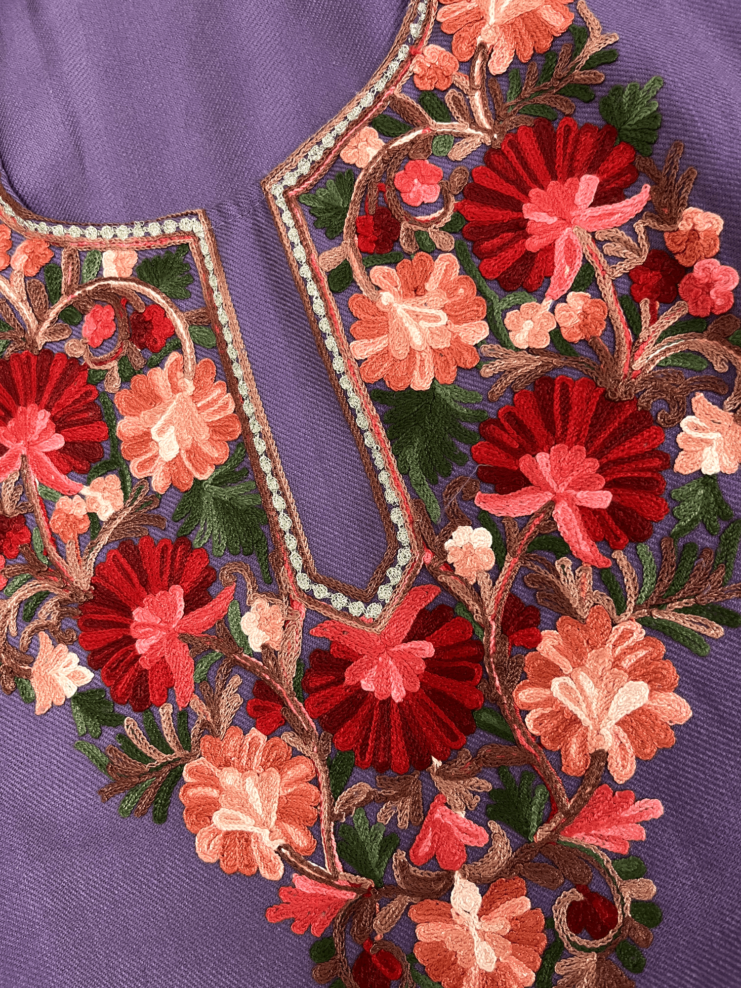 Dusty Purple Floral Aari Embroidered Kashmiri Pheran