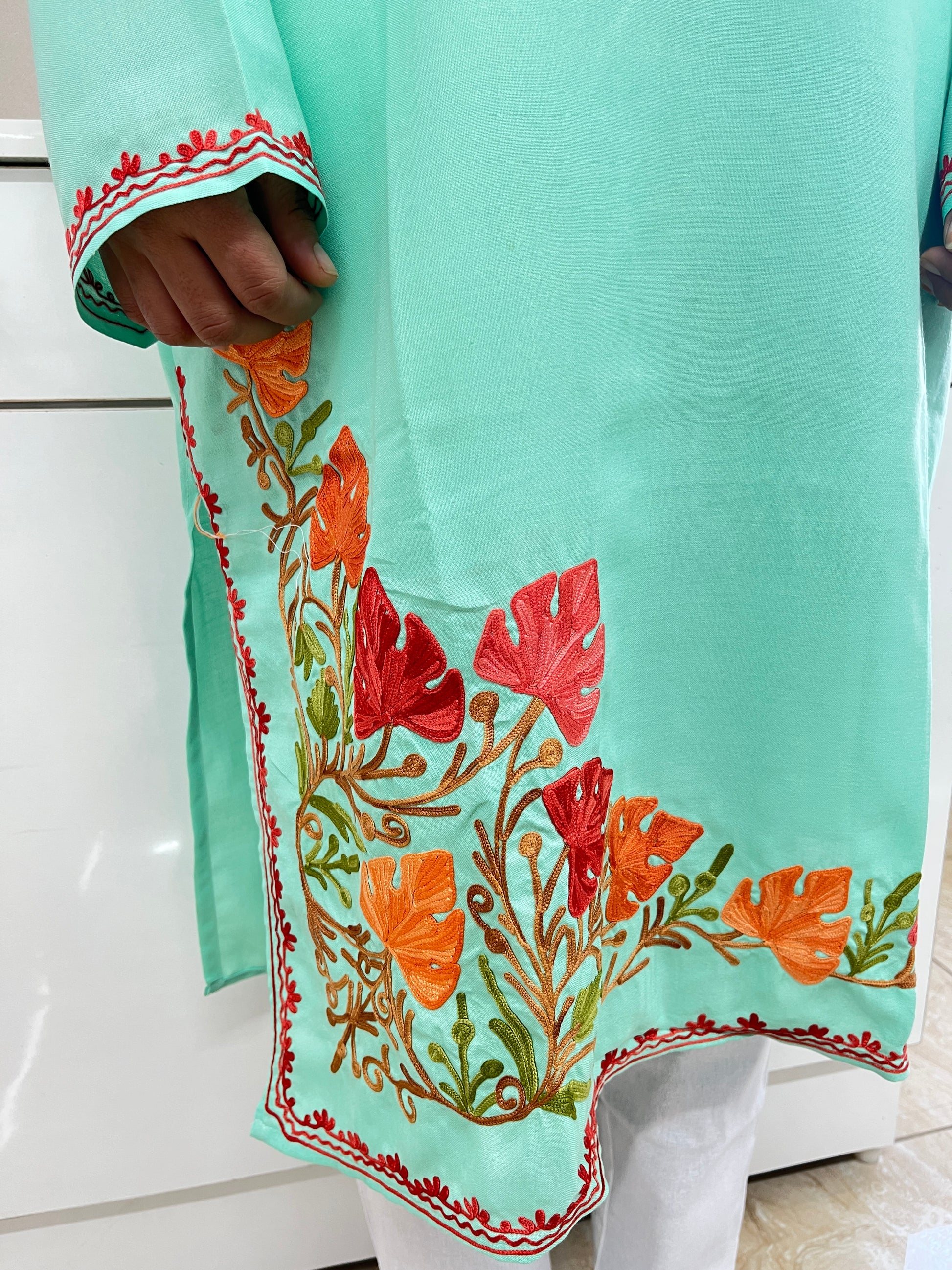 Embroidered Thread Work Cotton Straight Kurti