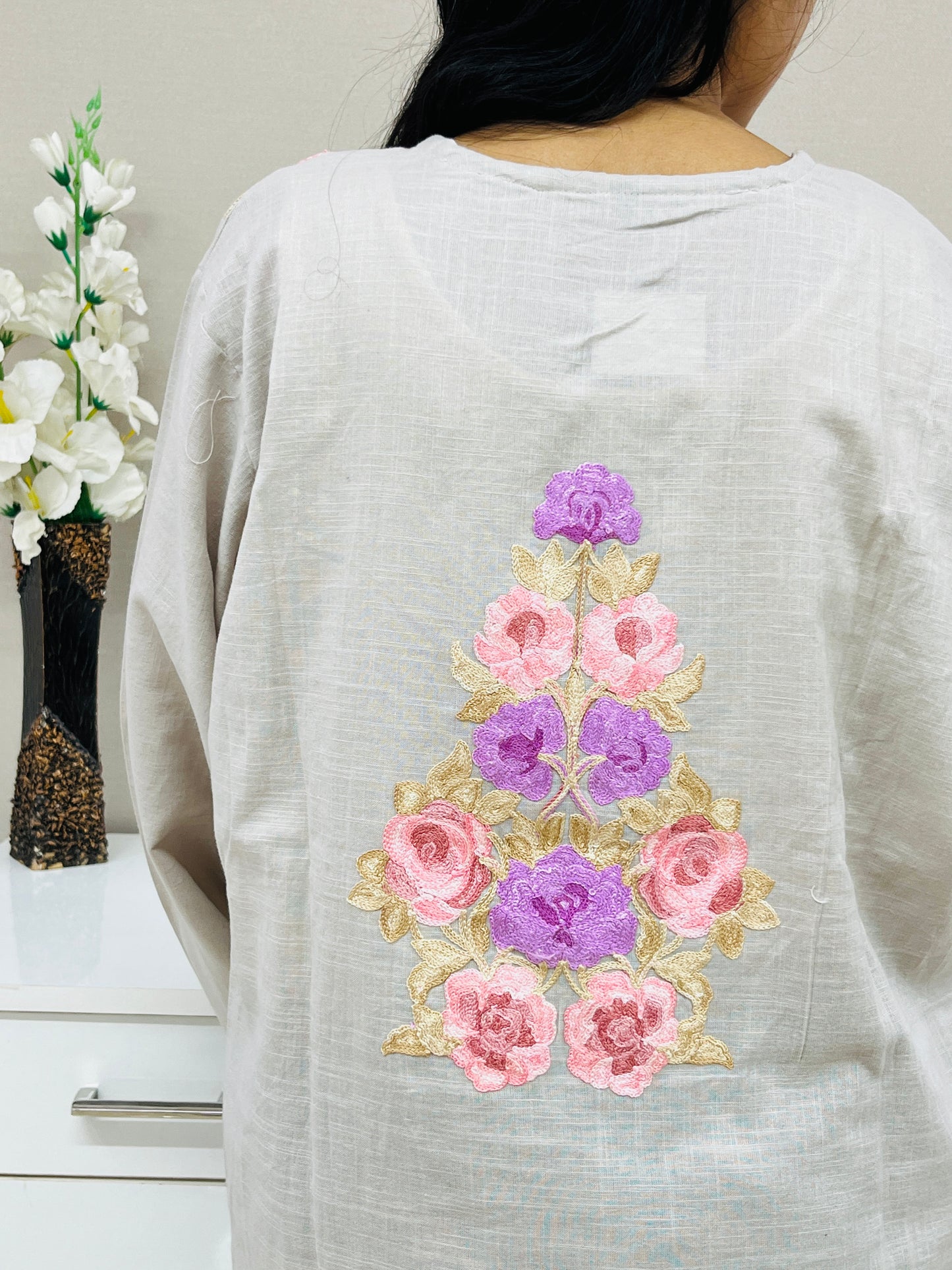 Embroidered With Thread Work Cotton Straight Kurti