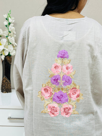 Embroidered With Thread Work Cotton Straight Kurti