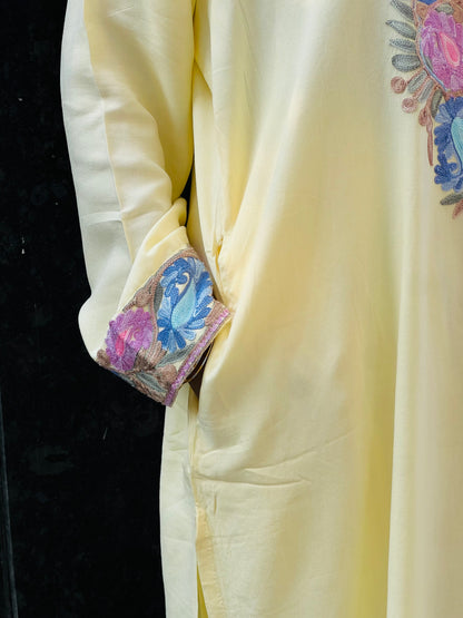 Embroidered Yellow Rayon Co-ord Set For Women