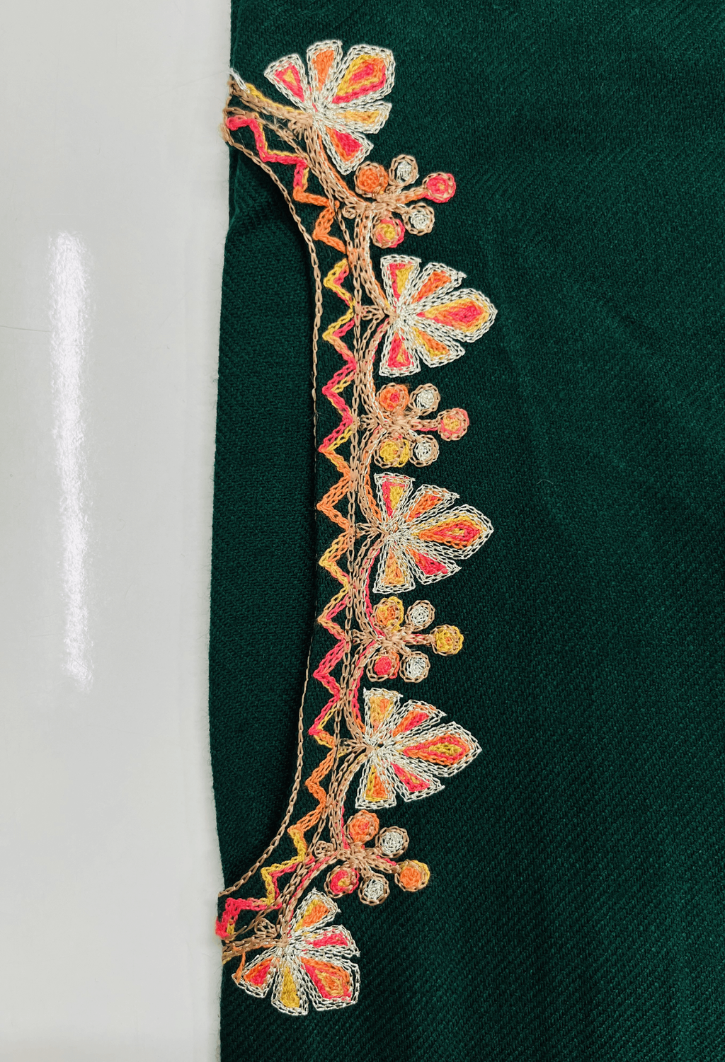 Green Aari–Tilla Embroidered Kashmiri Pheran