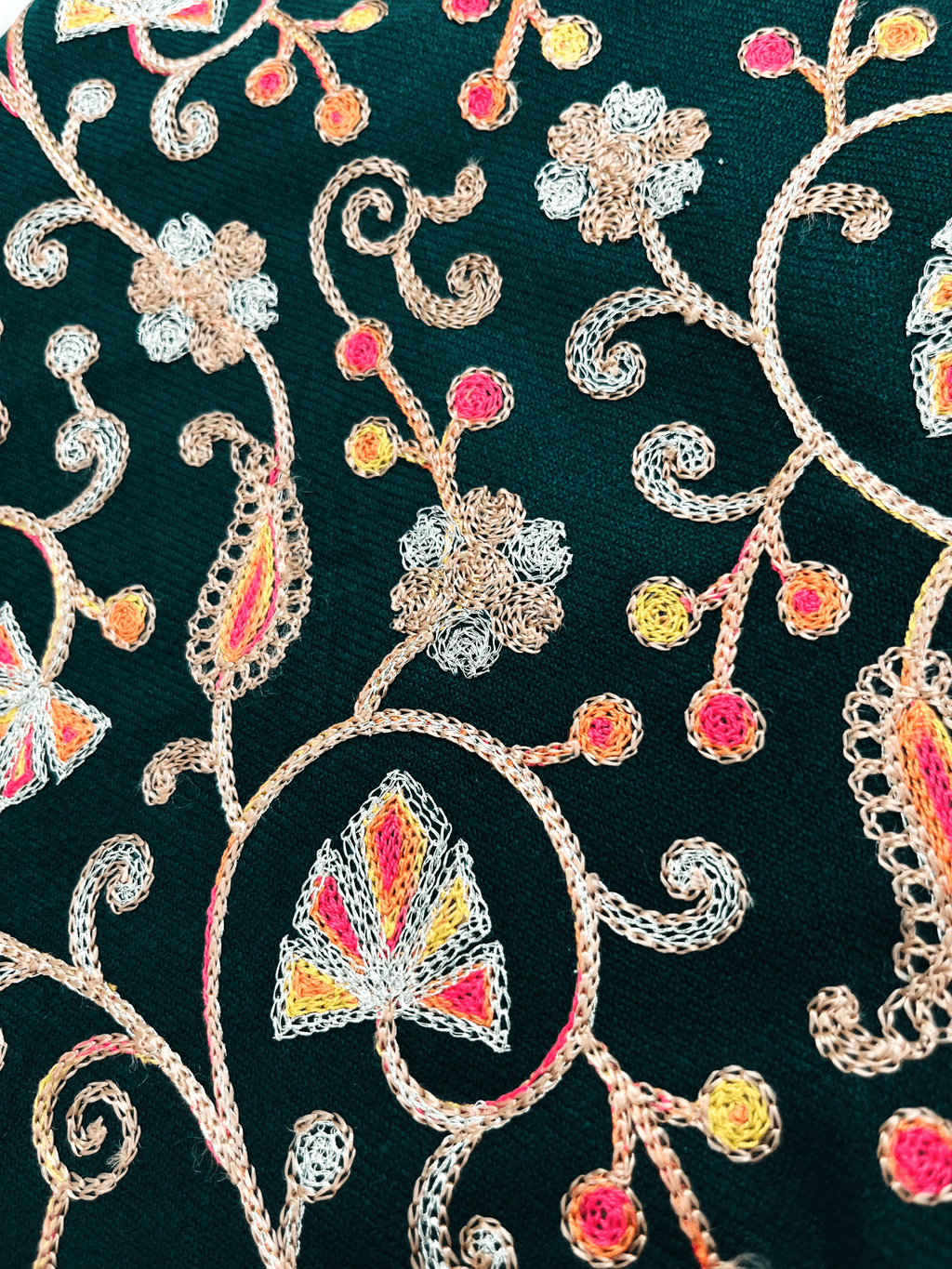 Green Aari–Tilla Embroidered Kashmiri Pheran