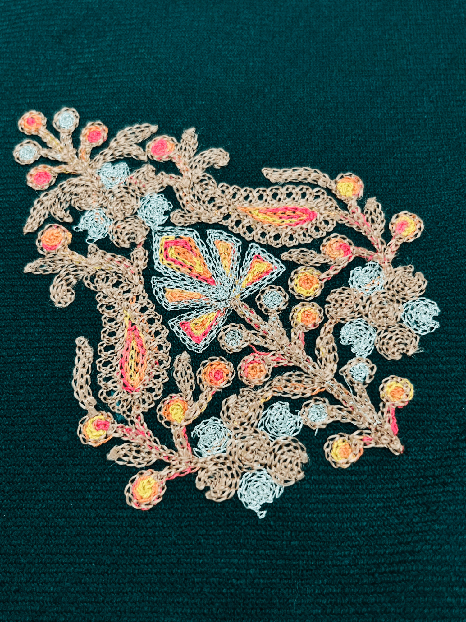 Green Aari–Tilla Embroidered Kashmiri Pheran