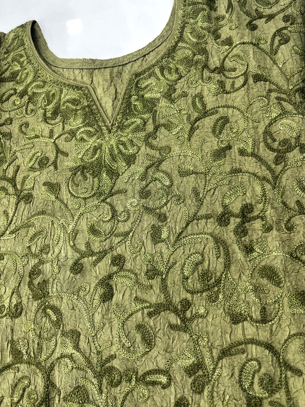 Green Aari Embroidered Cotton Coord Set