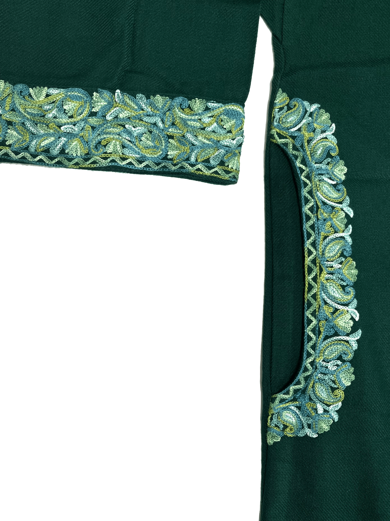 Green Floral Aari Embroidered Kashmiri Pheran