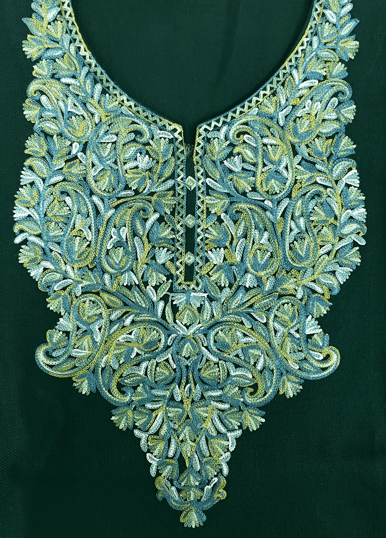 Green Floral Aari Embroidered Kashmiri Pheran