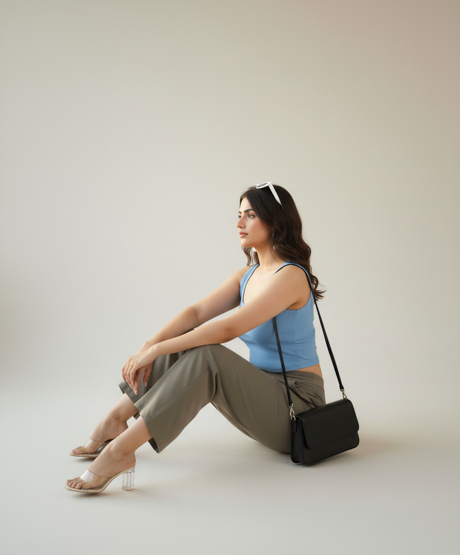 Grey Women Wide Leg Cotton Pant